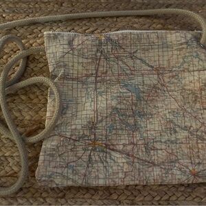 Vintage Map Print Messenger Bag